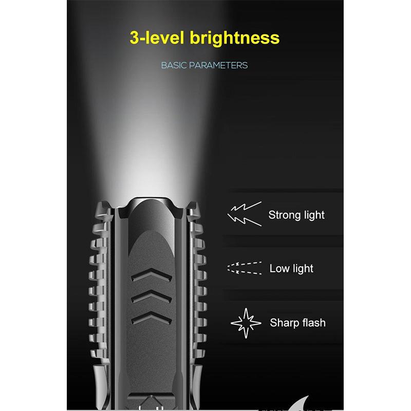 Многофункциональный перезаряжаемый USB-фонарик, портативный для улицы, маленький домашний фонарик, кемпинговый аварийный свет, фонарик для самообороны