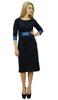 Bimba Женское элегантное платье прямого кроя с рукавами 3-4 темно-синего цвета, официальная одежда