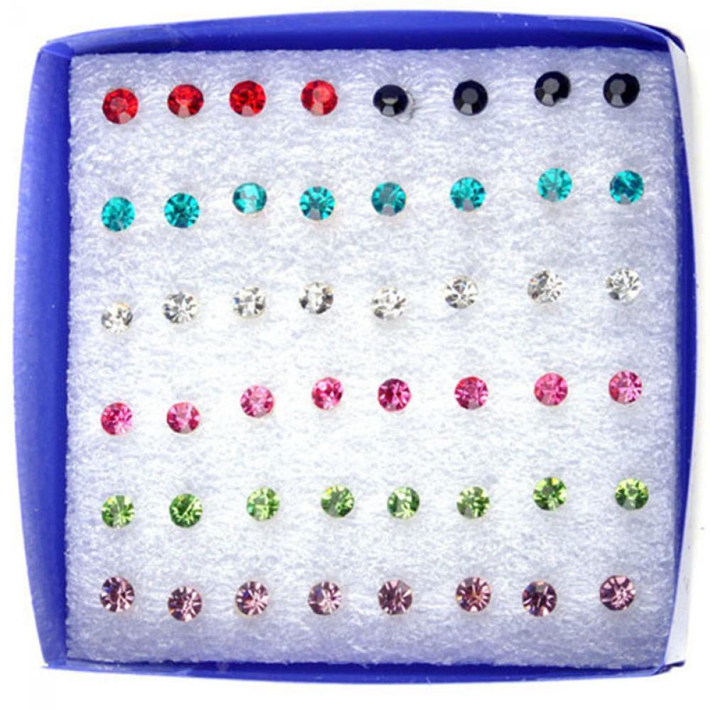 20 Pairs/40 Pcs Charming Earring Clear Crystal Colorful Crystal Jewelry Ear studs Rhinestone