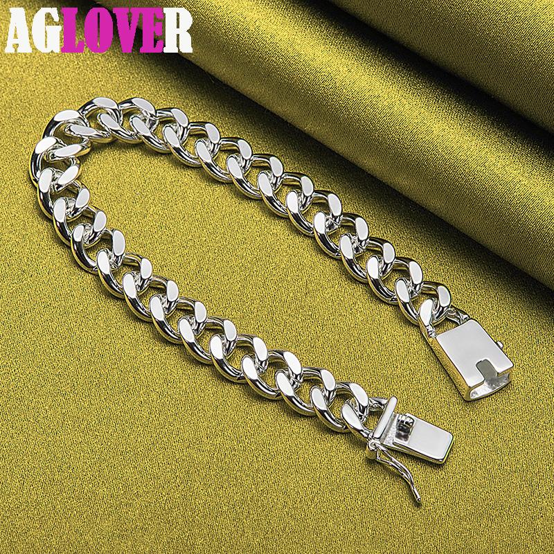 Ювелирные изделия из стерлингового серебра 925 пробы, 8 мм, боковой браслет