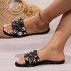 2024 Summer New Women's Metal Decoration Casual and Comfortable Slippers Outdoor Non-Slip Flat Bottom Open-Toe Beach Shoes