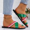 2024 Summer Hot Selling Women's Shoes Color Block Toe Women's Flat Shoes Fashion Large Size Casual Low Heel Beach Slippers