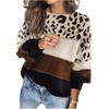 Women's Autumn and Winter Round Collar Loose Color-Collision Bottom Sweater Spring Casual Comfortable Pullover Top