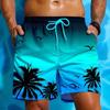 Summer Vacation Men's Palm Tree Print Drawstring Waist Board Shorts Fashion Swim Trunks 3D Print Breathable Short Streetwear