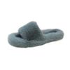 Large Size Fluffy Slippers Spring and Autumn High-end Winter Wear Versatile Lazy Flat Bottom Plush One-word Home Cotton Slippers