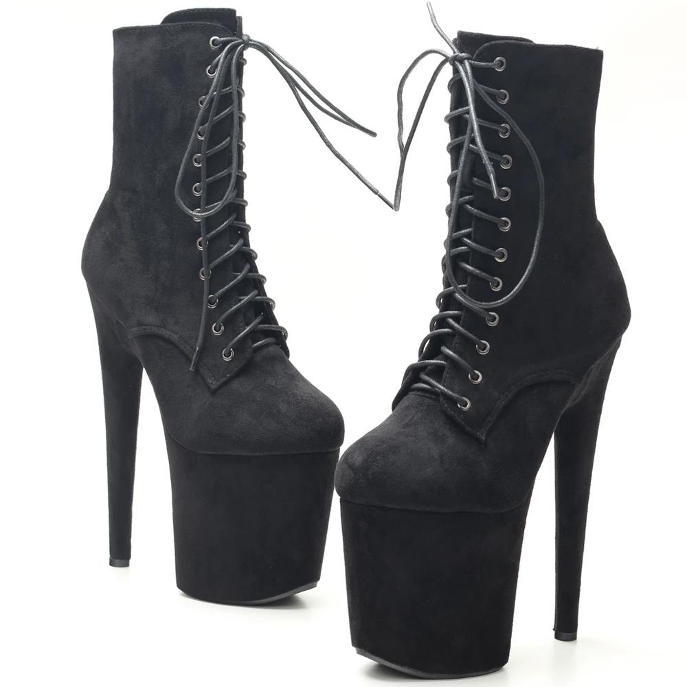 New Design Sexy 20cm Extreme High Heel Shoes Platfrom Round Toe Erotic Lap Dancing Ankle Boots