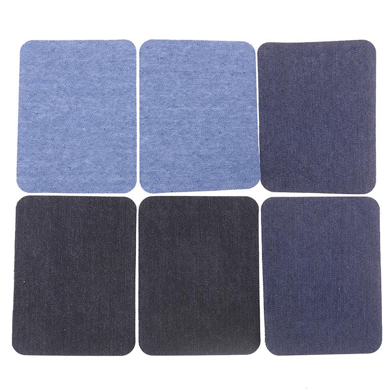 6Pcs Assorted Cotton Jeans Repair Kit 3Color Iron On Denim Patch Sewing Applique