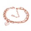 Roti 14kgp Unbalanced Double Chain Rose Gold Bracelet Jr183