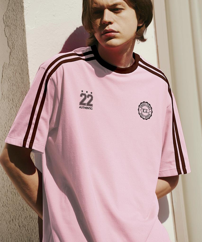THE GREEN LAB Soccer Football Color Block Short Sleeve T-Shirt [White-Black]