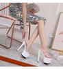 Super High Heels 17CM Thin Heel Waterproof Platform Sandals Women's Transparent Crystal Shoes Wedding Shoes LFD