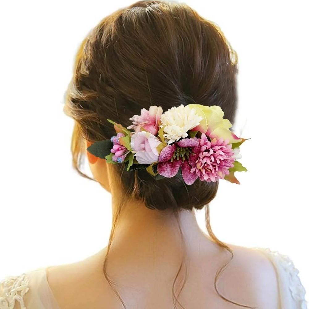 Vintage Flower Hair Comb Simulation Floral Bridesmaid Headwear Bridal Hair Accessories Prom