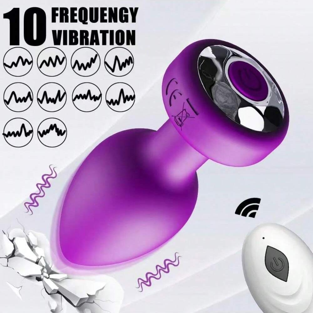 Vibrator with 10 Vibration Speeds Wireless Remote Control Vibrator Anal Plug Small Discreet and Silent Mini Sex Toys for Couples