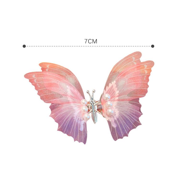 Красочные крылья, большая бабочка, жемчужная заколка для волос, детские милые милые аксессуары для волос