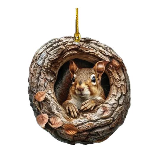 Рождественский орнамент в виде животного, 2D акриловый кулон, украшение в виде лесного животного, деревенский овальный дизайн, сезонный декор для рождественской елки, сувениры на память о дикой природе