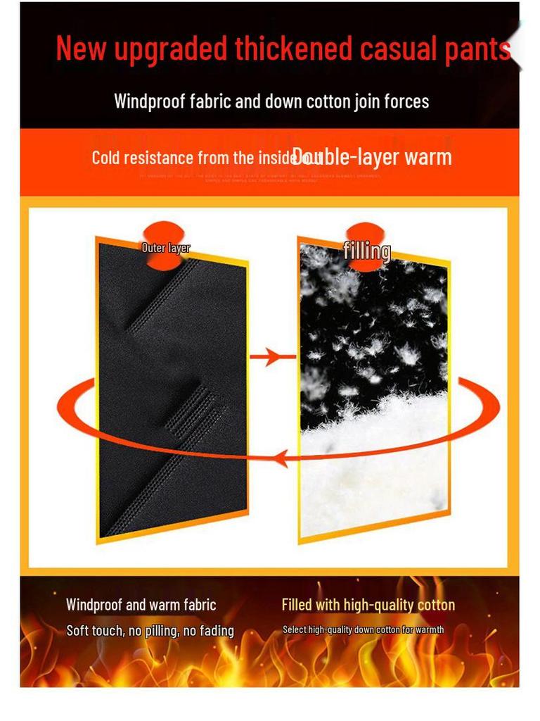Мужские ветрозащитные теплые плюшевые хлопковые брюки на осень и зиму