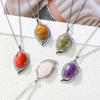 Натуральные Кристаллические Каменные Подвески Ожерелья Овальная Бусина Исцеляющий Розовый Кварц Украшения для Женщин Овальная Форма Шармы Металлолигатурный Сплав Подвеска