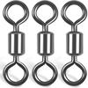 50Pcs Rolling Barrel Fishing Swivels Stainless Steel Black Nickel Fishing Line Connector Swivels Fishing Tackle for Saltwater