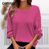 Plus Size Women's New Autumn Round Neck Solid Color Loose Long Sleeved Top