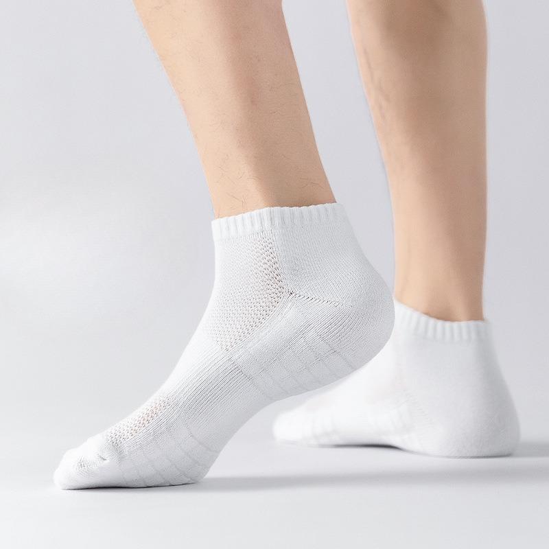 Мужские весенне-летние толстые белые короткие носки с махровыми подошвами, дышащие сетчатые баскетбольные спортивные носки, удобные хлопковые носки