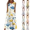 Women's Casual Printed Dresses Round Neck Basic Classic Outdoor Daily Sleeveless Loose Dresses