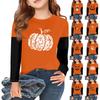 Футболки с длинным рукавом для девочек на Хэллоуин, детские осенние топы с круглым вырезом, базовые футболки 2-11 лет