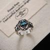 Elegant Geometric Style Open Ring For Women Vintage Punk Hollow Zircon Jewelry Piece
