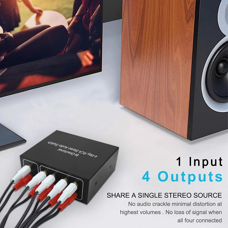RCA 4-in 1-out Hi-Fi Lossless Stereo Audio Switcher Adapter