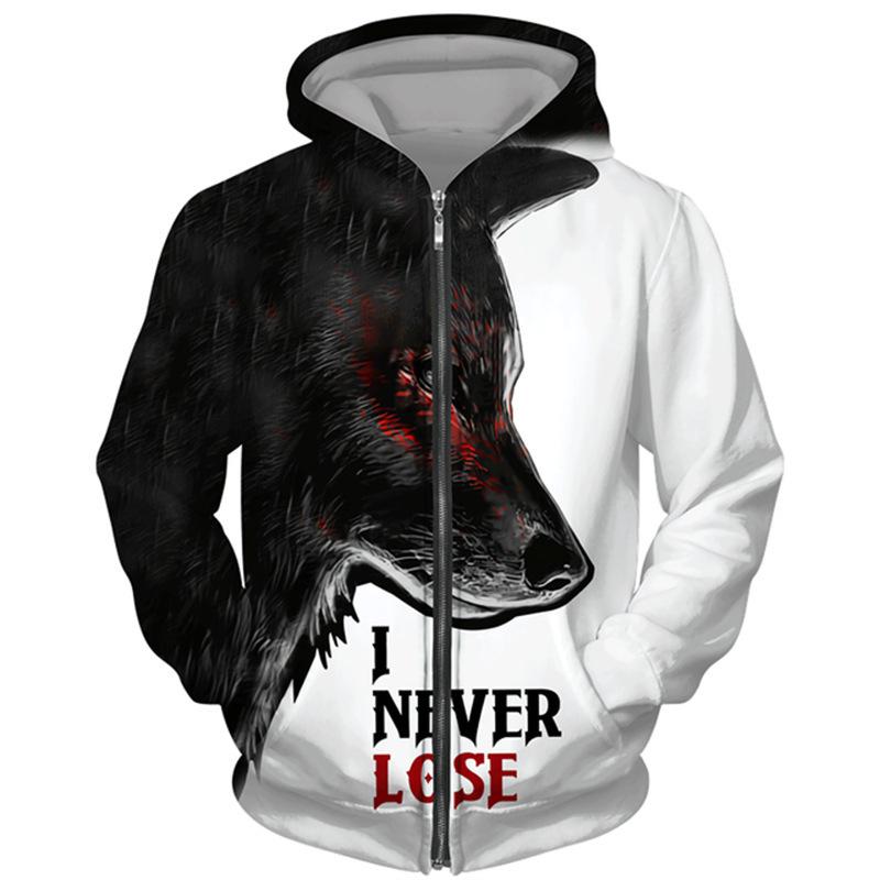 Весна Осень 3D Wolf Series Printed Zipper Hoodie Men Women Couples Hoodie Hoodie Jacket Casual Fashion Jacket