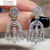 Ретро высококачественные посеребренные висячие серьги женские винтажные свадебные вечерние элегантные женские аксессуары роскошные ювелирные изделия из фианита