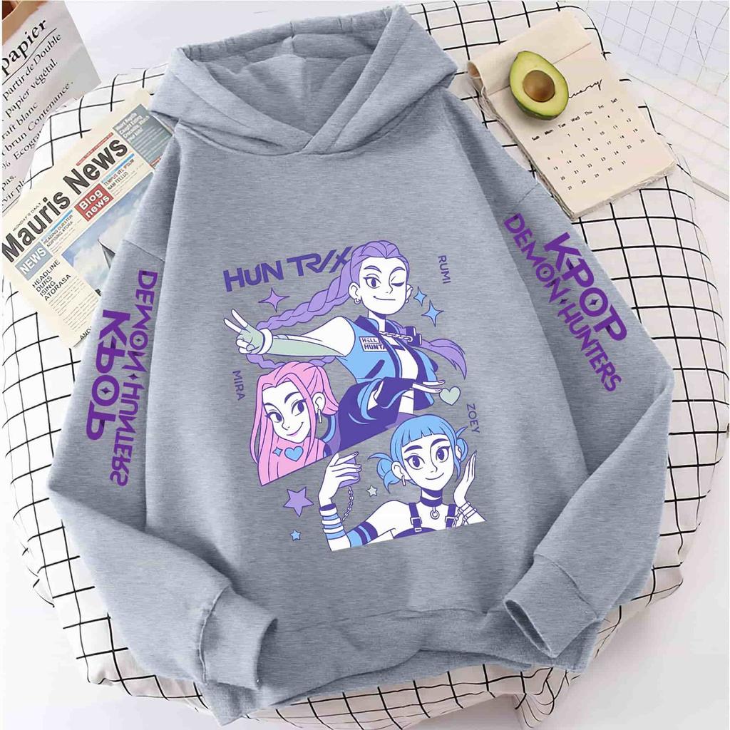 KPop Demon Girls Fashion Casual Sweatshirt Movie New Kids K-Pop Demon Hunters Hooded Tops Toddler Girl Clothes Hunters Hoodie
