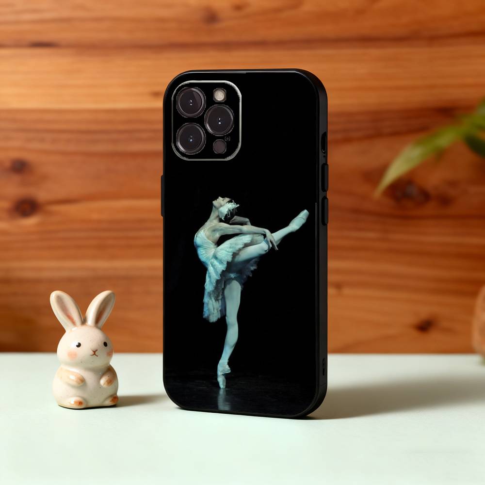 Монохромный чехол для телефона с изображением лебедя и балерины для iPhone17,16,15,14,13,12Plus,Pro Max,XS,5G, мягкий силиконовый, черный