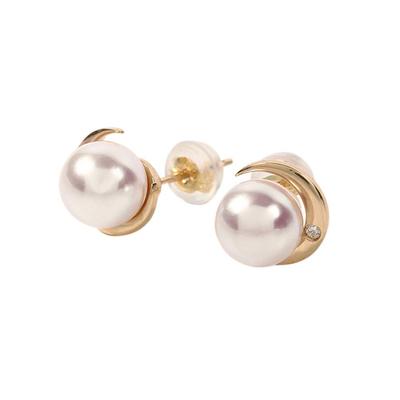 Серьги с жемчугом Crescent Moon, серьги с жемчугом и бриллиантами K18, женские [в подарочной упаковке]