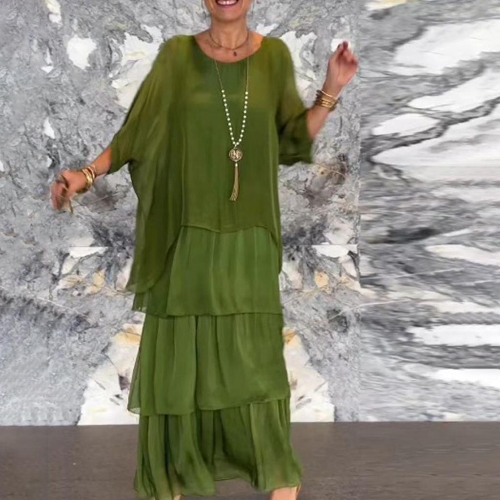 Вечернее платье Yousheng, многослойное, с разбросанным подолом, короткими рукавами, макси-платье, рукавами «летучая мышь», мешковатым круглым вырезом, шифоновое платье для выпускного вечера