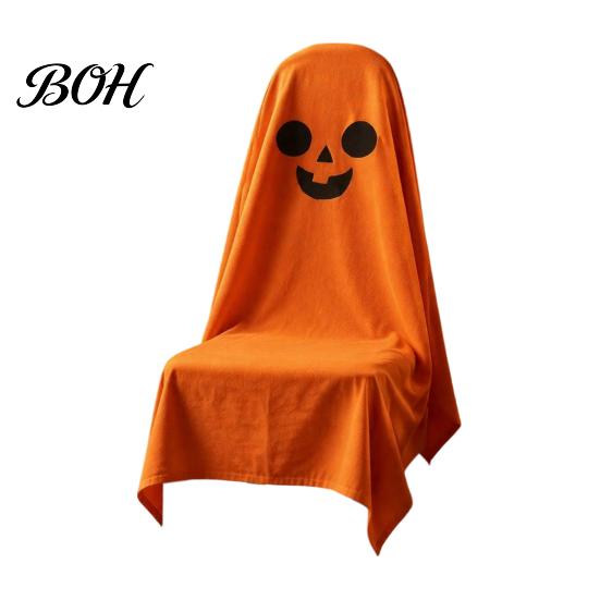 Decorative Seat Covers 1/4Pcs Halloween Ghost Chair Covers, Spooky Face Dining Slipcover, White for Home Kitchen Hotel Restaurant Pattern