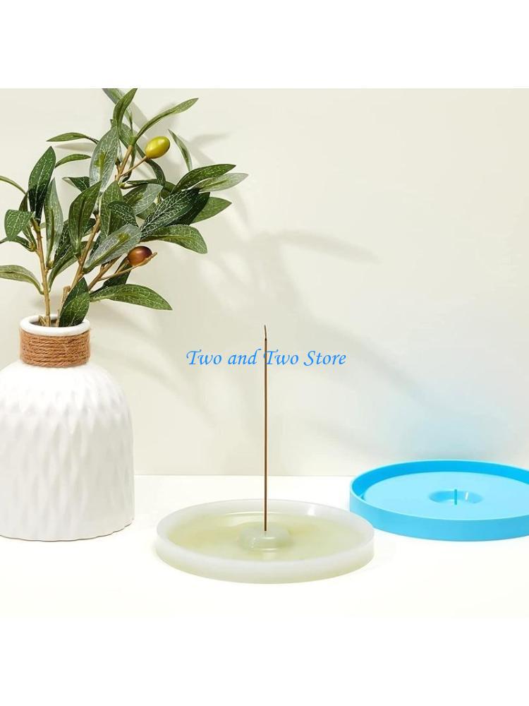 HX6F Blue Epoxy Casting Mold Incense Holder Plate Silicone Moulds Home Ornaments DIY