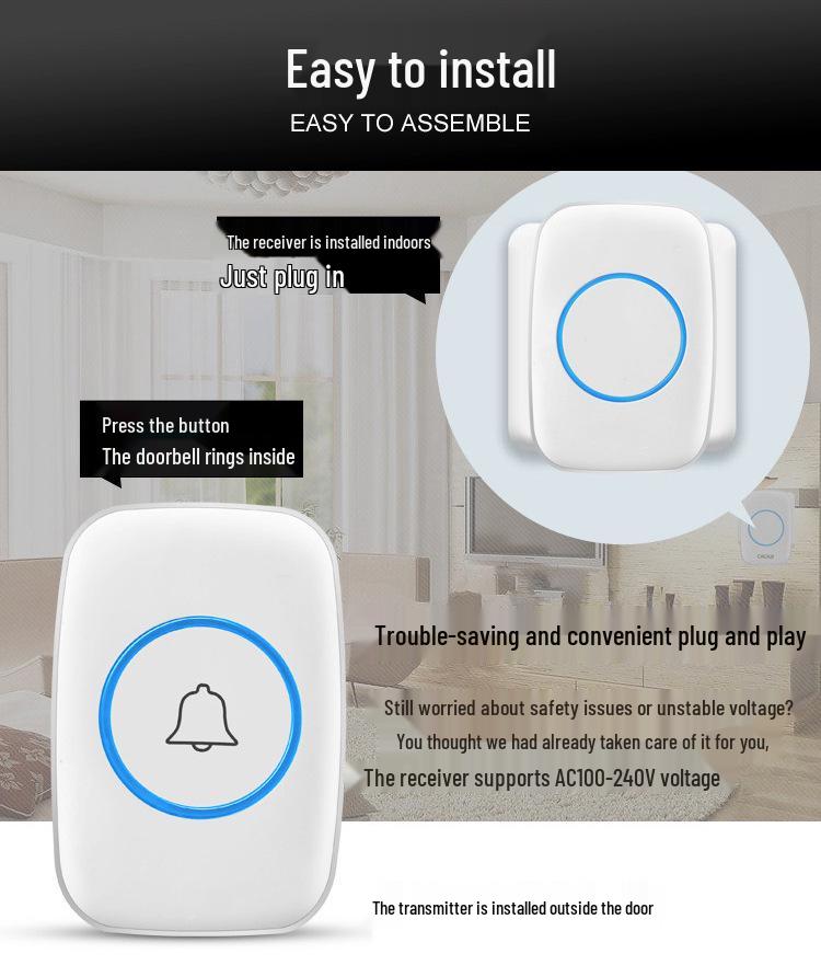 Smart Wireless Doorbell with Ultra-Long Range and Remote Control for Home and Seniors
