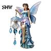 Healing Home Aesthetic Decor Fairy Wall Night Light, Resin Elf Sculpture Lantern for Bedroom, 3D Romantic Bedroom Light Hanging Art with Faux Crystal