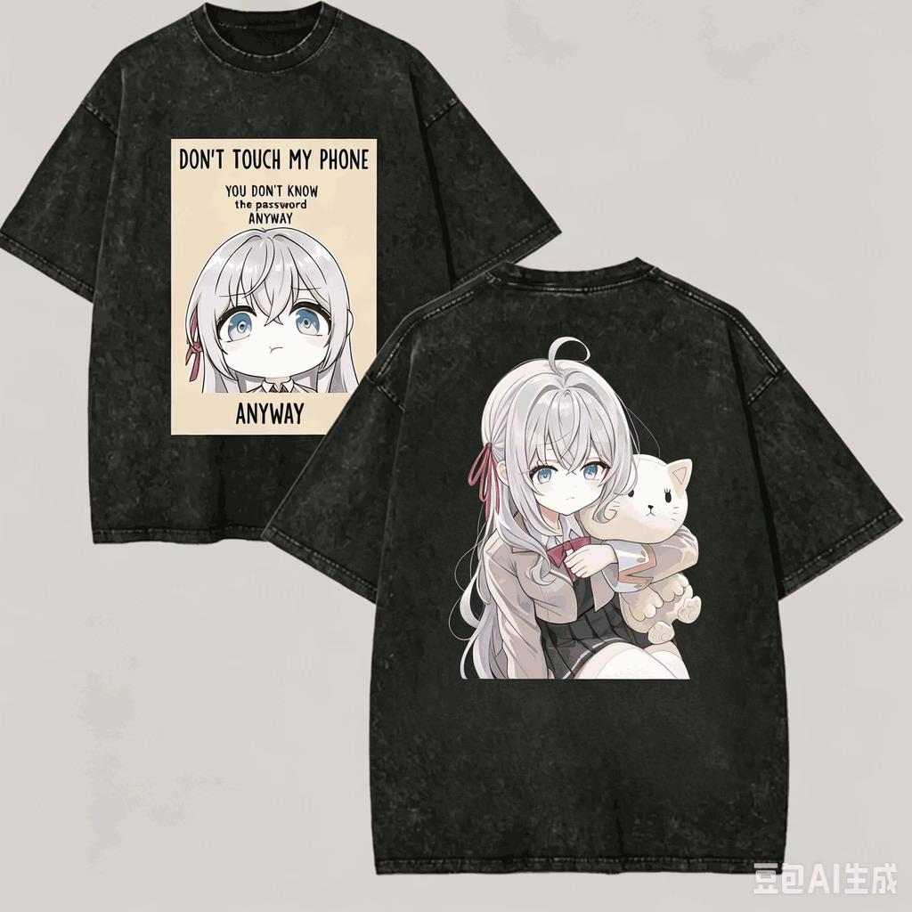 Unisex Loose Alya T-Shirt With Quote "Sometimes Hides Her Feelings in Russian", Harajuku Style New Unique Apparel For Anime Fans