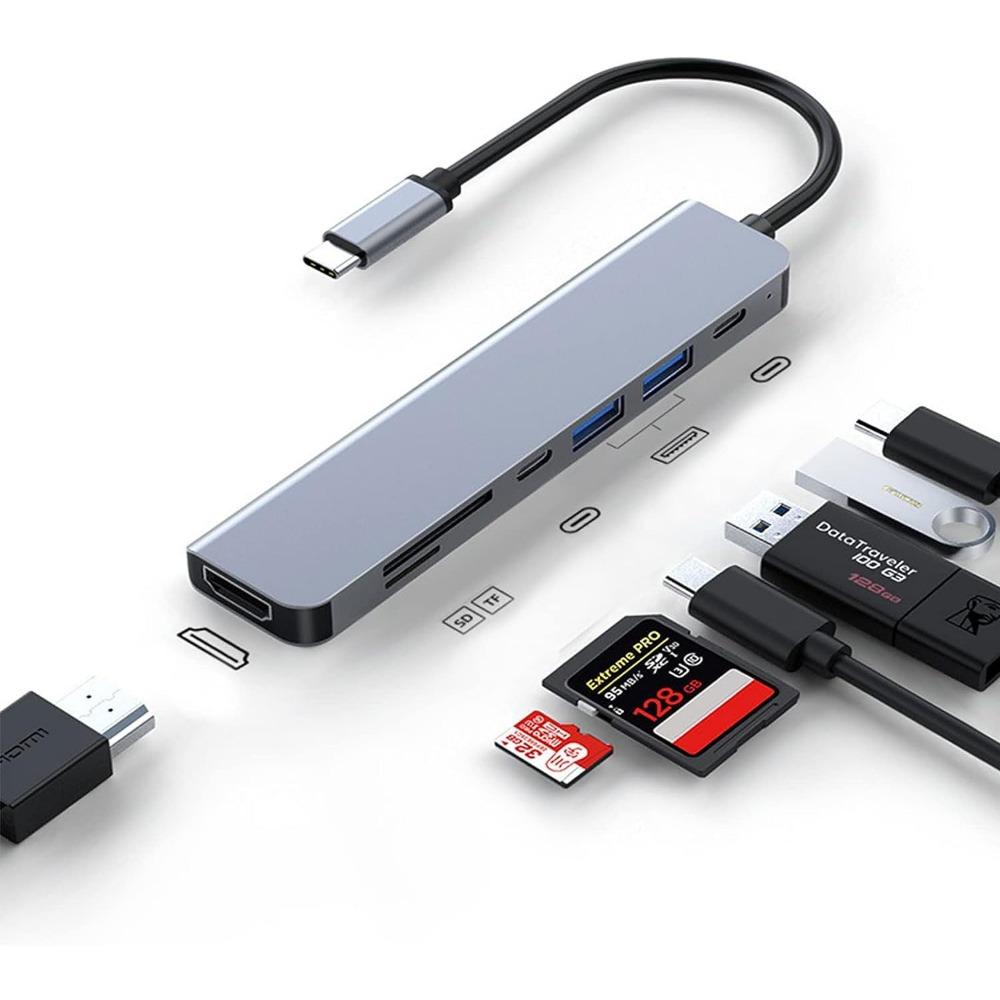 Док-станция Type C to HDMI 4K USB 3.0 PD Многопортовый хаб для ноутбука телефона