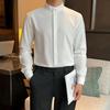 Весенние новые однотонные рубашки мужские корейские модные мужские рубашки с воротником-стойкой и длинным рукавом