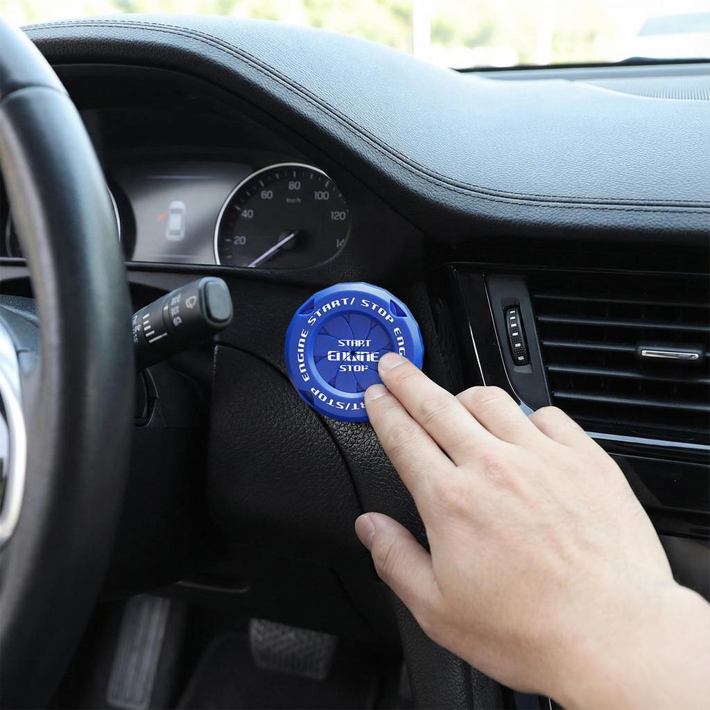 Car Push Start Button Cover Car Carbon Fiber Keyless Starter Decorative Sticker Anti Scratch Start Button Cover For Drivers