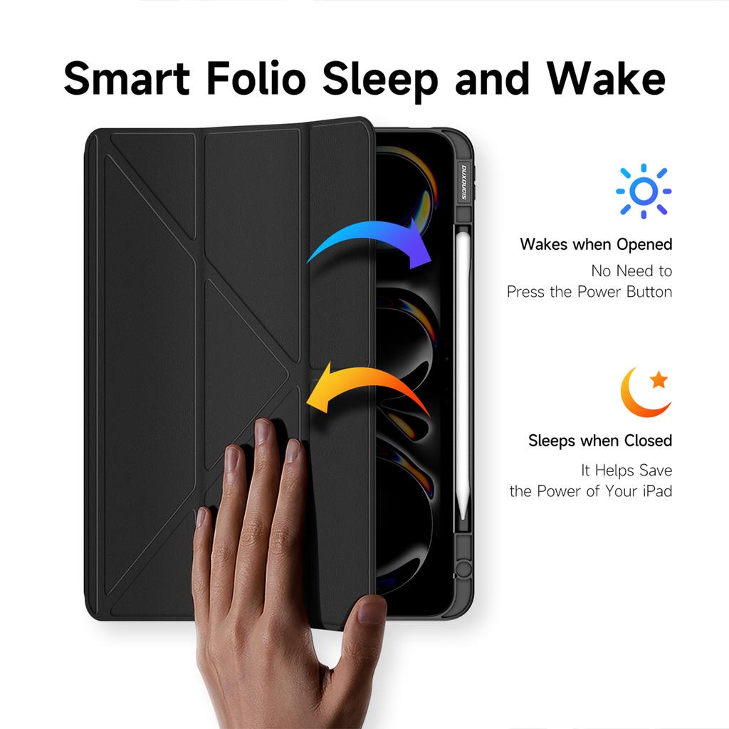 DUX DUCIS Magi Series for iPad Pro 11 (2024) Case Origami Stand PU Leather Smart Cover Detachable