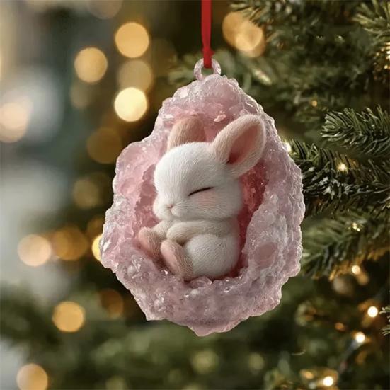 Геода Животное Адвент-календарь 2025 24 дня Календарь обратного отсчета с 2D акриловыми лесными кристальными пещерными животными, елочными украшениями