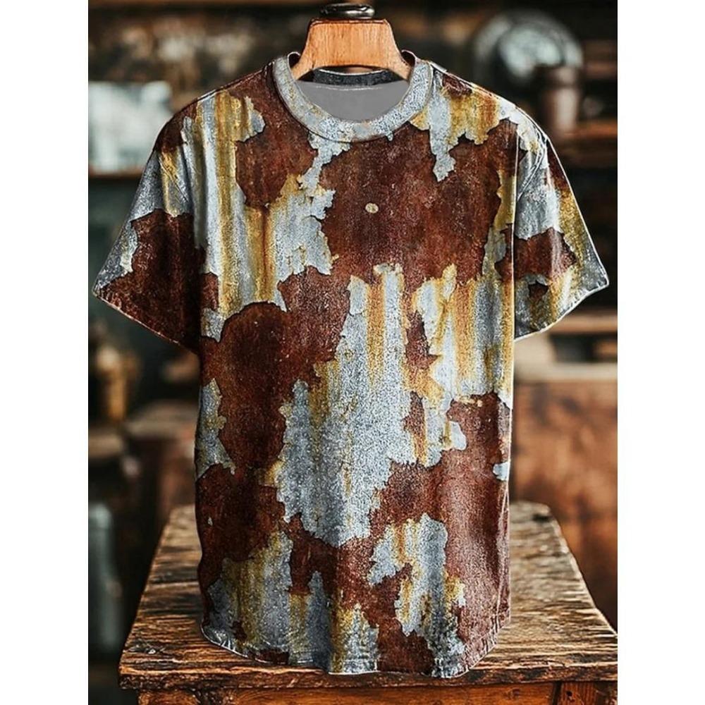 Fun Retro Rust 3D Print Men's T-Shirts Summer O-Neck Short Sleeve T Shirt Hip Hop Oversized Tees Harajuku Y2K Tops Women Clothing