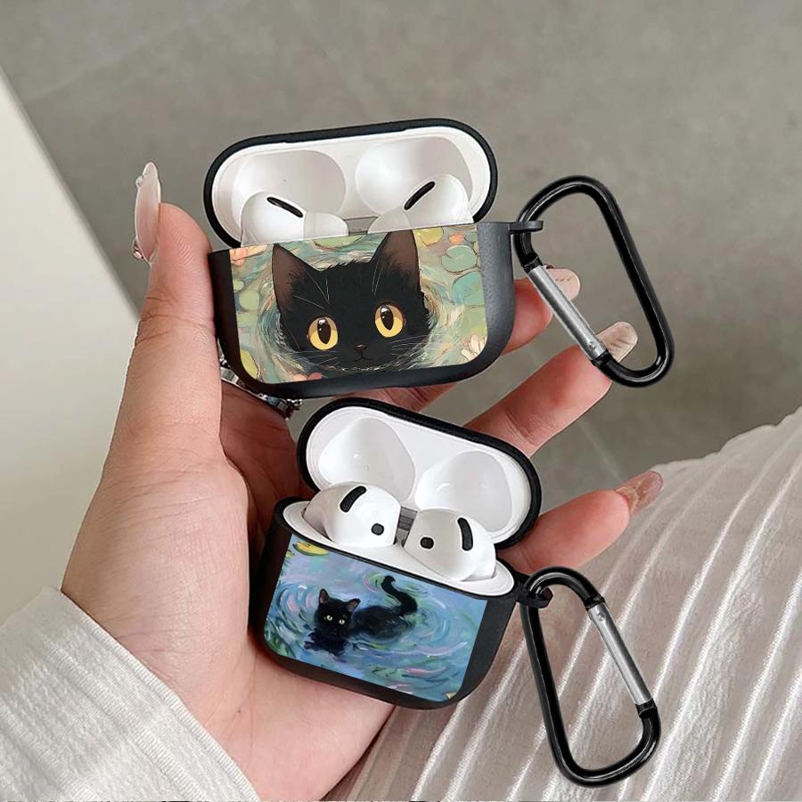 Чехол для наушников Cover Case Для Airpods 3 2 Pro3 Pro2 Pro 1 4 Черный Кот