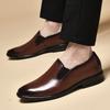 Men's Round Head Shallow Mouth Cowhide Business Casual Single Shoes Sleeve Breathable Flat Heel Single Shoes Men's Shoes
