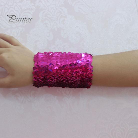 1 Pair Women Girls Shiny Sequins Bracelets Stretchy Sparkling Bracelet Cuffs Cosplay Dance Party Props