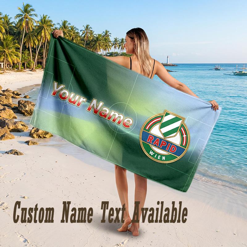 Rapid Wien FC Design Beach Towel Custom Text Large Towel for Beach Vacation