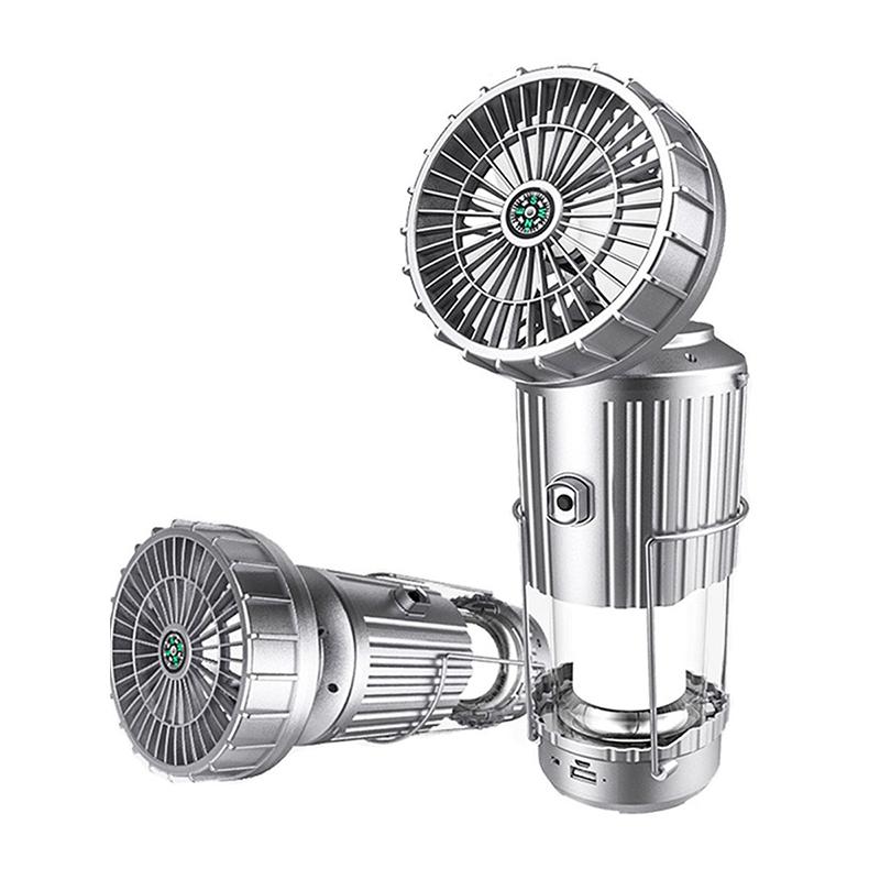 Outdoor Solar Camping Light Portable With Fan Solar Charge Hanging Tent Lamp Rechargeable Camping Flashlight Powerful Hand Lamp