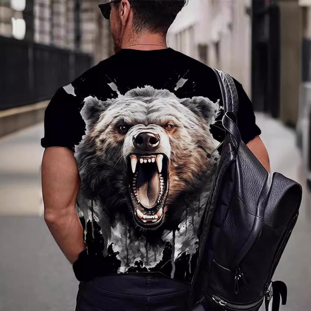 Летние мужские футболки с 3D принтом тигра и дракона, модные повседневные спортивная одежда с круглым вырезом и короткими рукавами, уличная одежда, топы большого размера